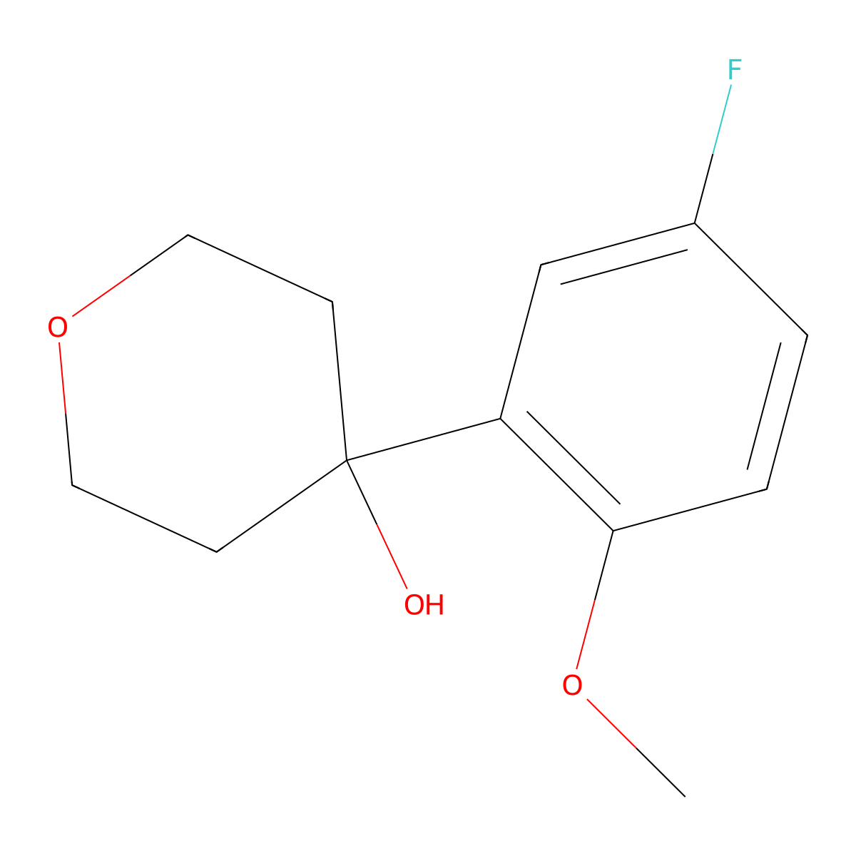 4-(5-fluoro-2-methoxyphenyl)tetrahydro-2H-pyran-4-ol molecular structure, CAS 1545811-08-2