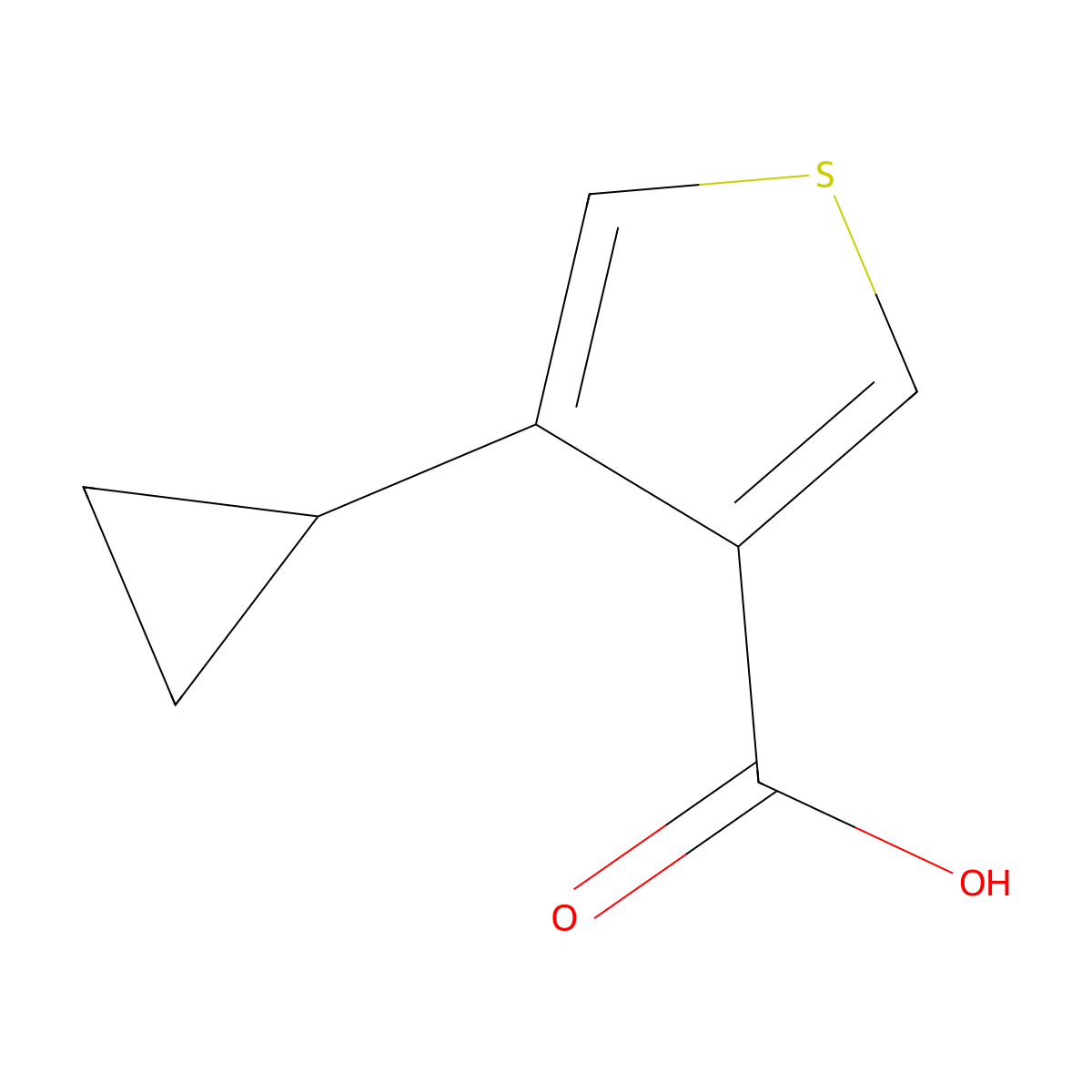 4-Cyclopropylthiophene-3-carboxylic acid molecular structure, CAS 1545820-28-7