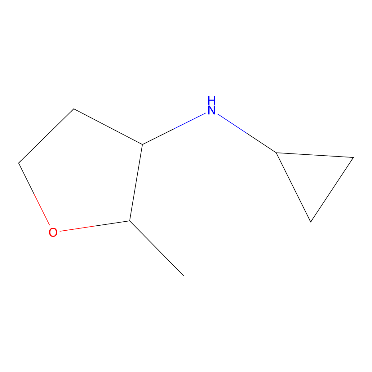 N-cyclopropyl-2-methyloxolan-3-amine molecular structure, CAS 1545843-40-0