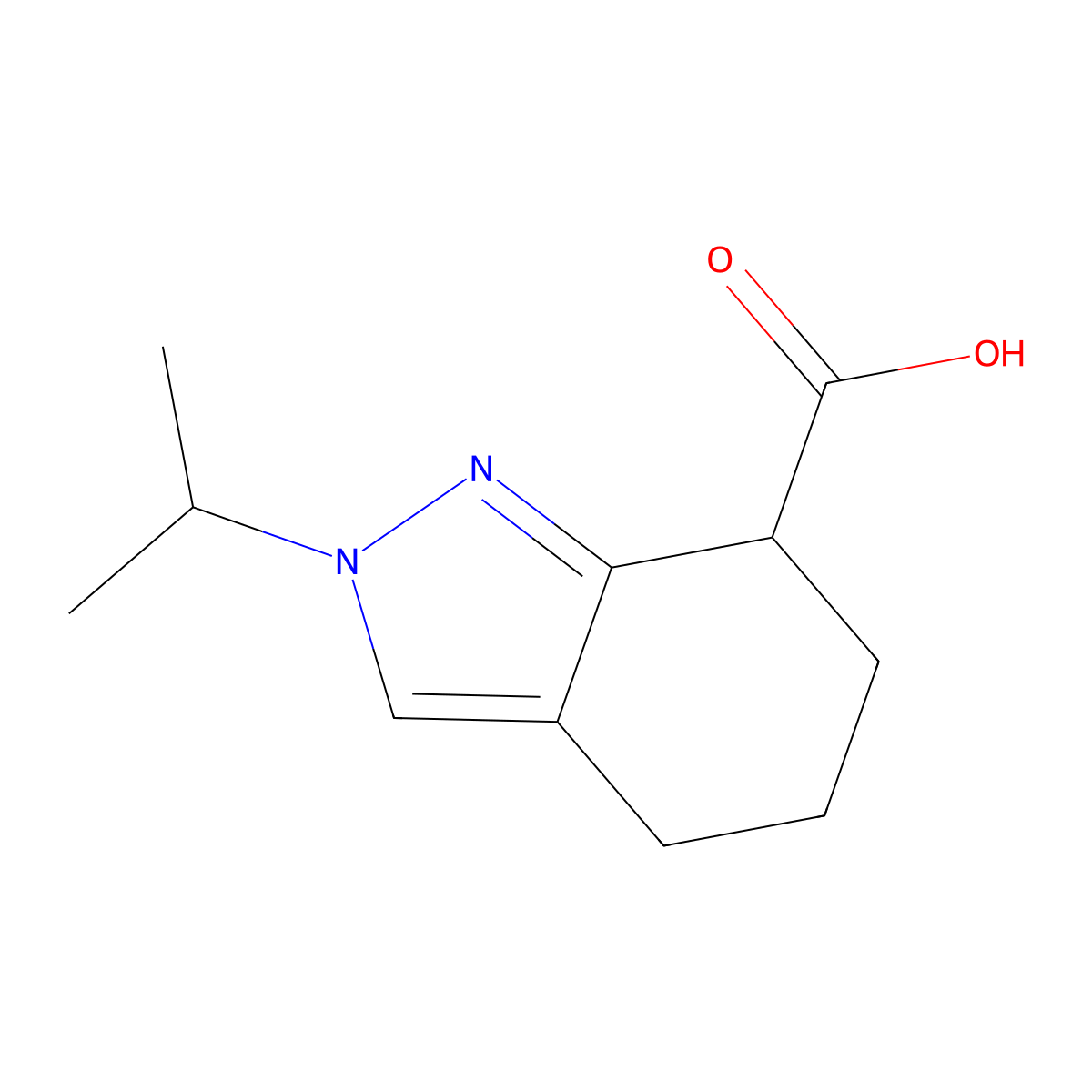 2-(propan-2-yl)-4,5,6,7-tetrahydro-2H-indazole-7-carboxylic acid molecular structure, CAS 1545845-52-0