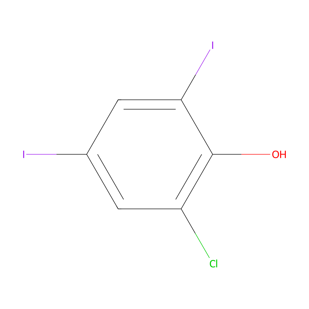 2-Chloro-4,6-diiodophenol molecular structure, CAS 15459-49-1