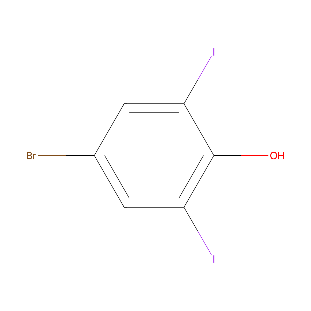 4-Bromo-2,6-diiodophenol molecular structure, CAS 15459-51-5