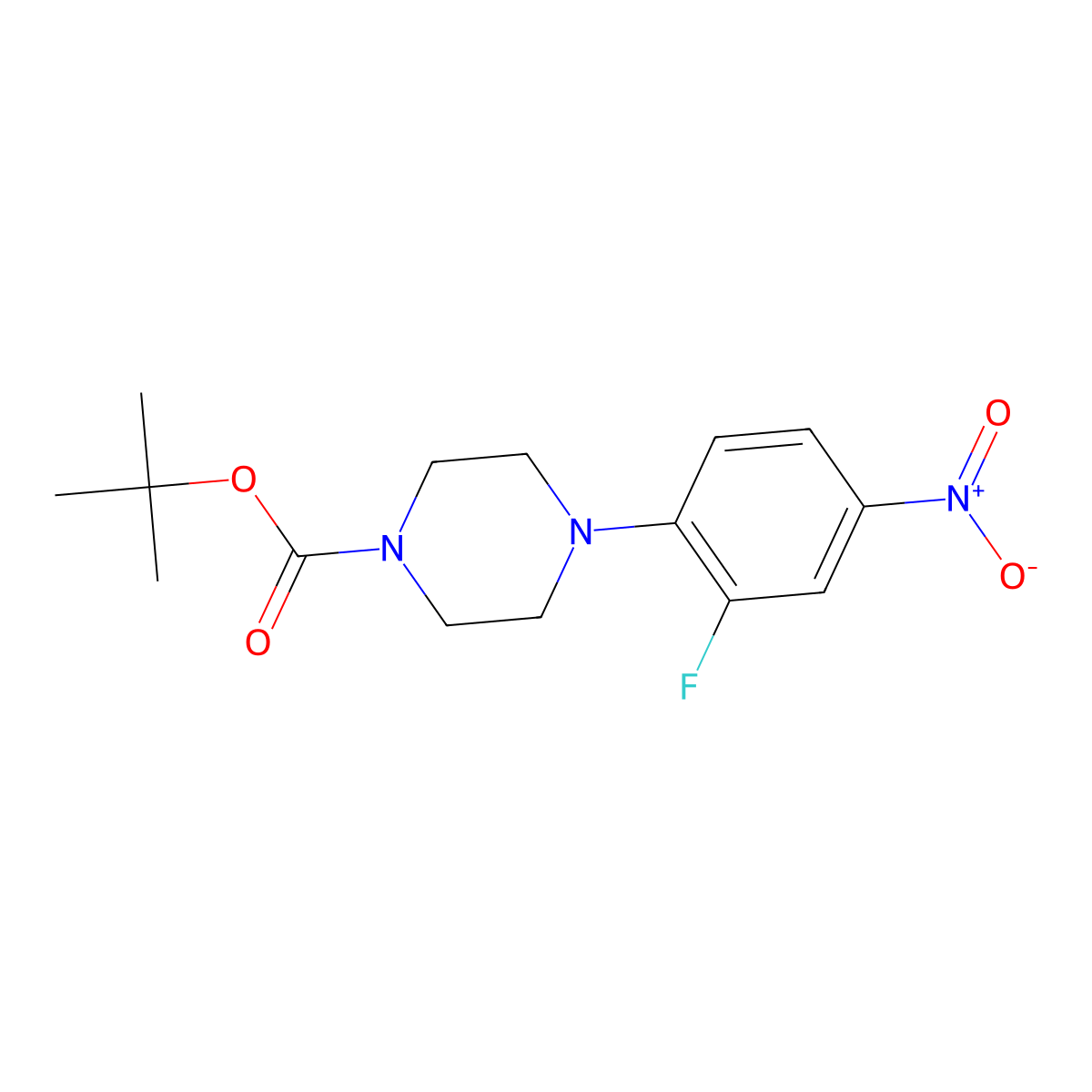 tert-Butyl 4-(2-fluoro-4-nitrophenyl)piperazine-1-carboxylate molecular structure, CAS 154590-34-8