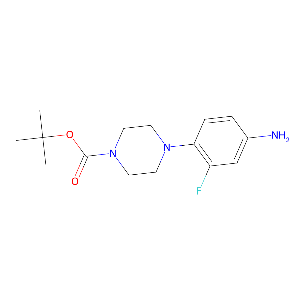 1,1-Dimethylethyl 4-(4-amino-2-fluorophenyl)-1-piperazinecarboxylate molecular structure, CAS 154590-35-9
