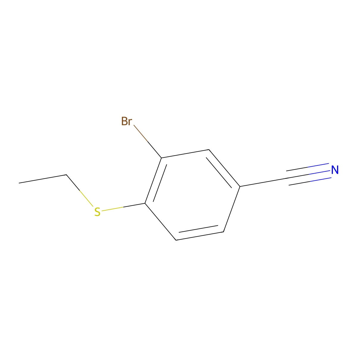 3-Bromo-4-(ethylsulfanyl)benzonitrile molecular structure, CAS 1545916-23-1