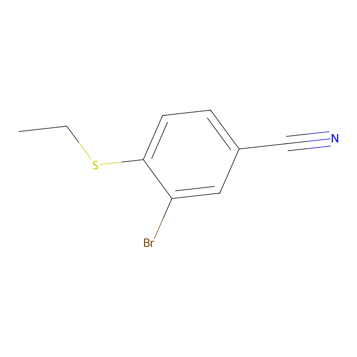 3-Bromo-4-(ethylsulfanyl)benzonitrile molecular structure, CAS 1545916-23-1