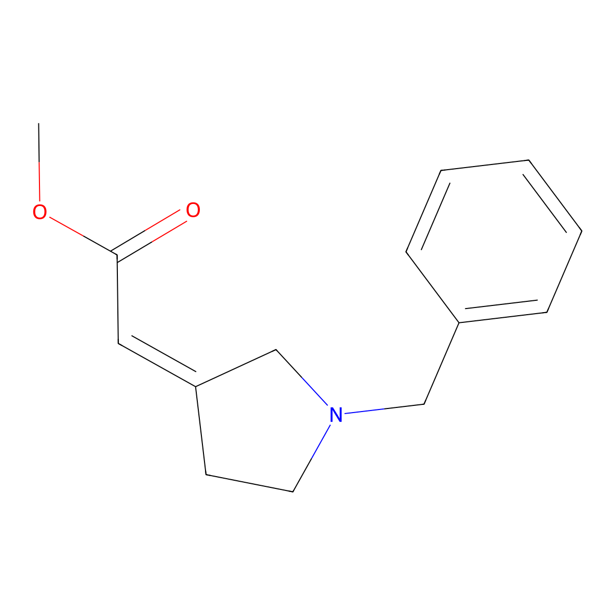Methyl 2-(1-benzylpyrrolidin-3-ylidene)acetate molecular structure, CAS 154594-14-6