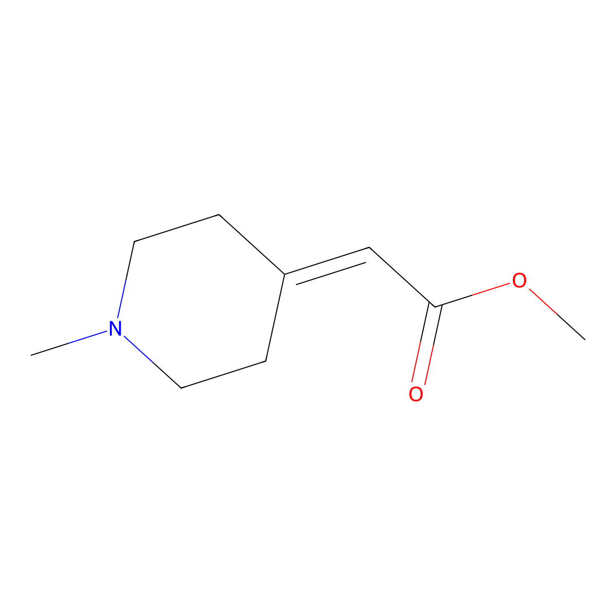 Methyl 2-(1-methylpiperidin-4-ylidene)acetate molecular structure, CAS 154594-25-9