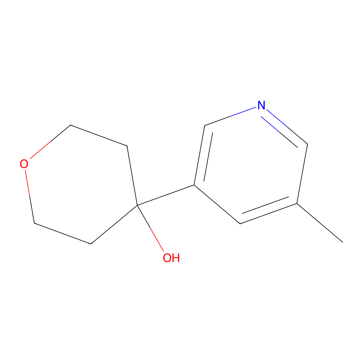 4-(5-methylpyridin-3-yl)tetrahydro-2H-pyran-4-ol molecular structure, CAS 1545942-53-7