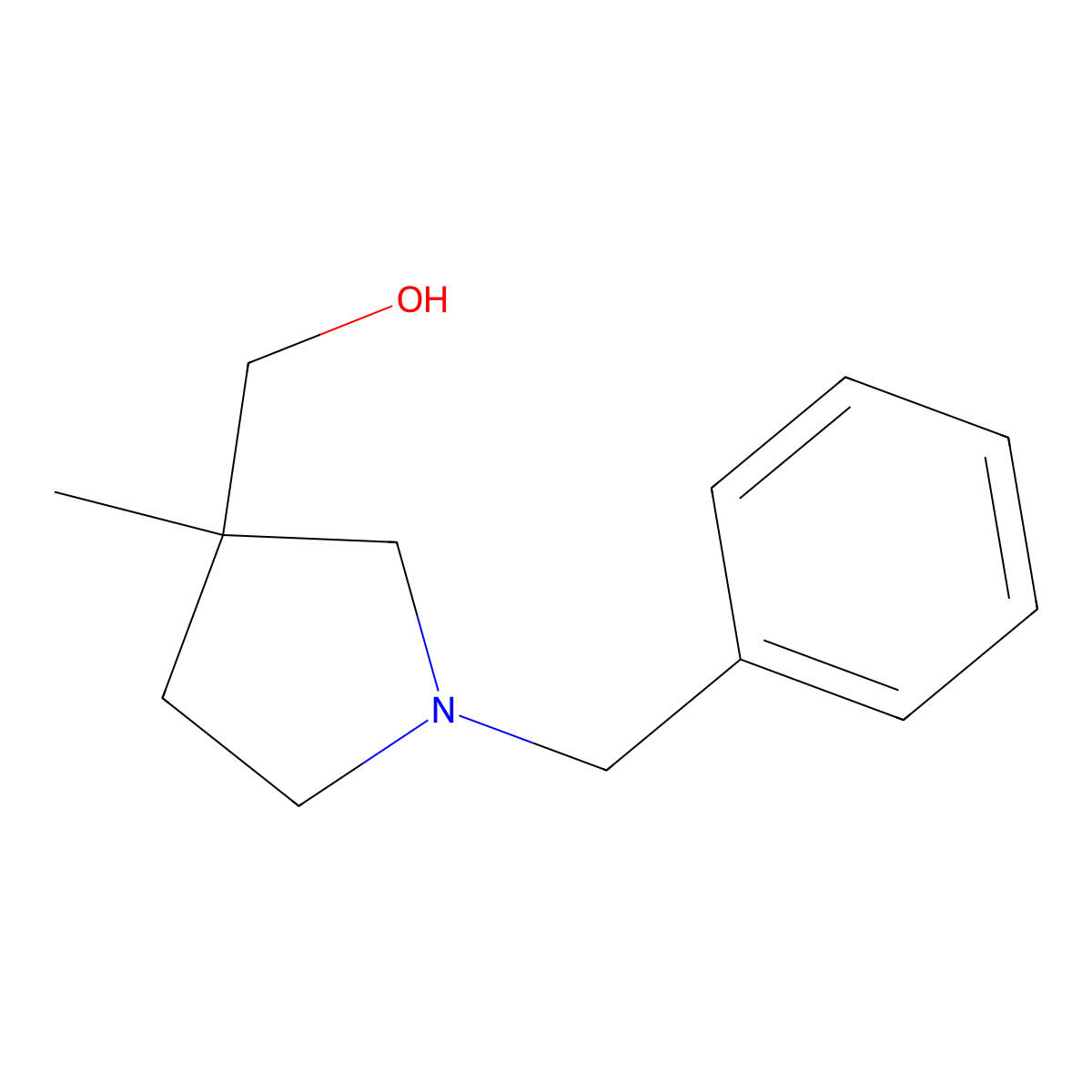(1-Benzyl-3-methylpyrrolidin-3-yl)methanol molecular structure, CAS 1545972-24-4