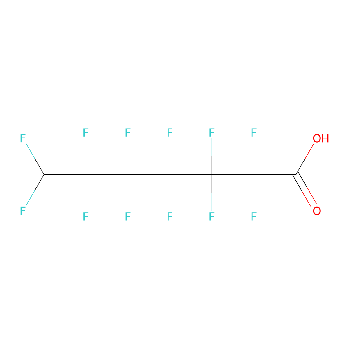 2,2,3,3,4,4,5,5,6,6,7,7-Dodecafluoroheptanoic acid molecular structure, CAS 1546-95-8