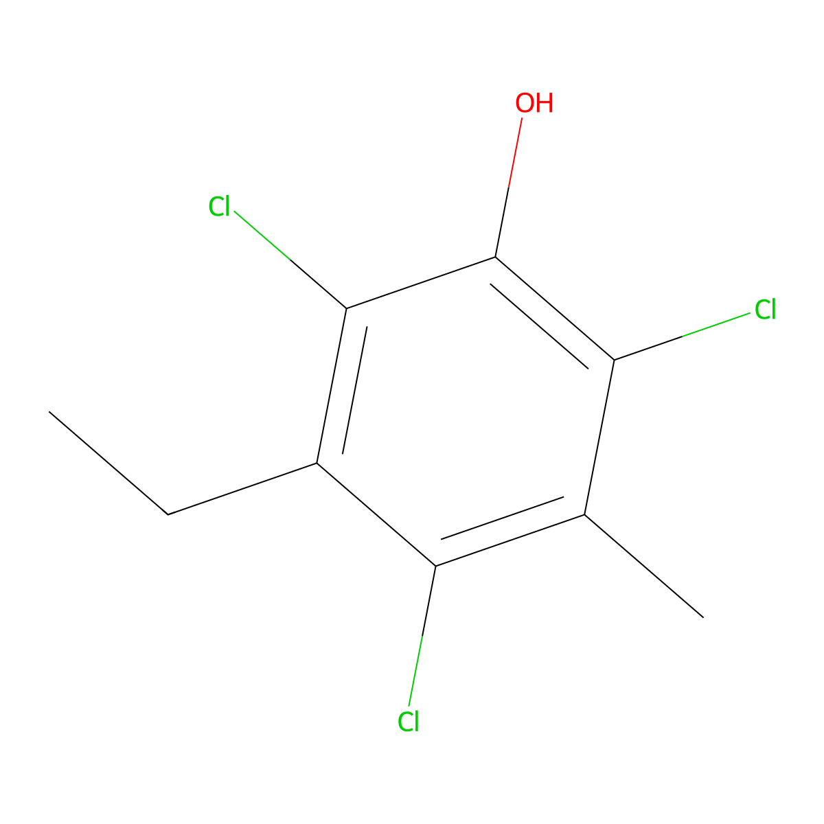 3-Ethyl-5-methyl-2,4,6-trichlorophenol molecular structure, CAS 15460-04-5