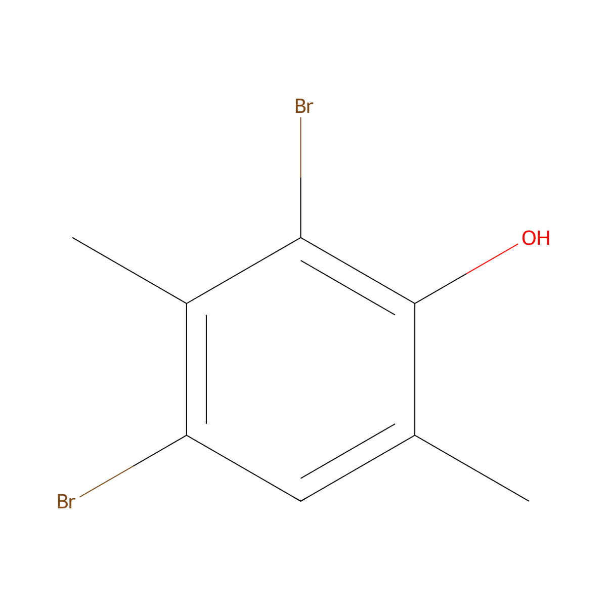 2,4-Dibromo-3,6-dimethylphenol molecular structure, CAS 15460-15-8