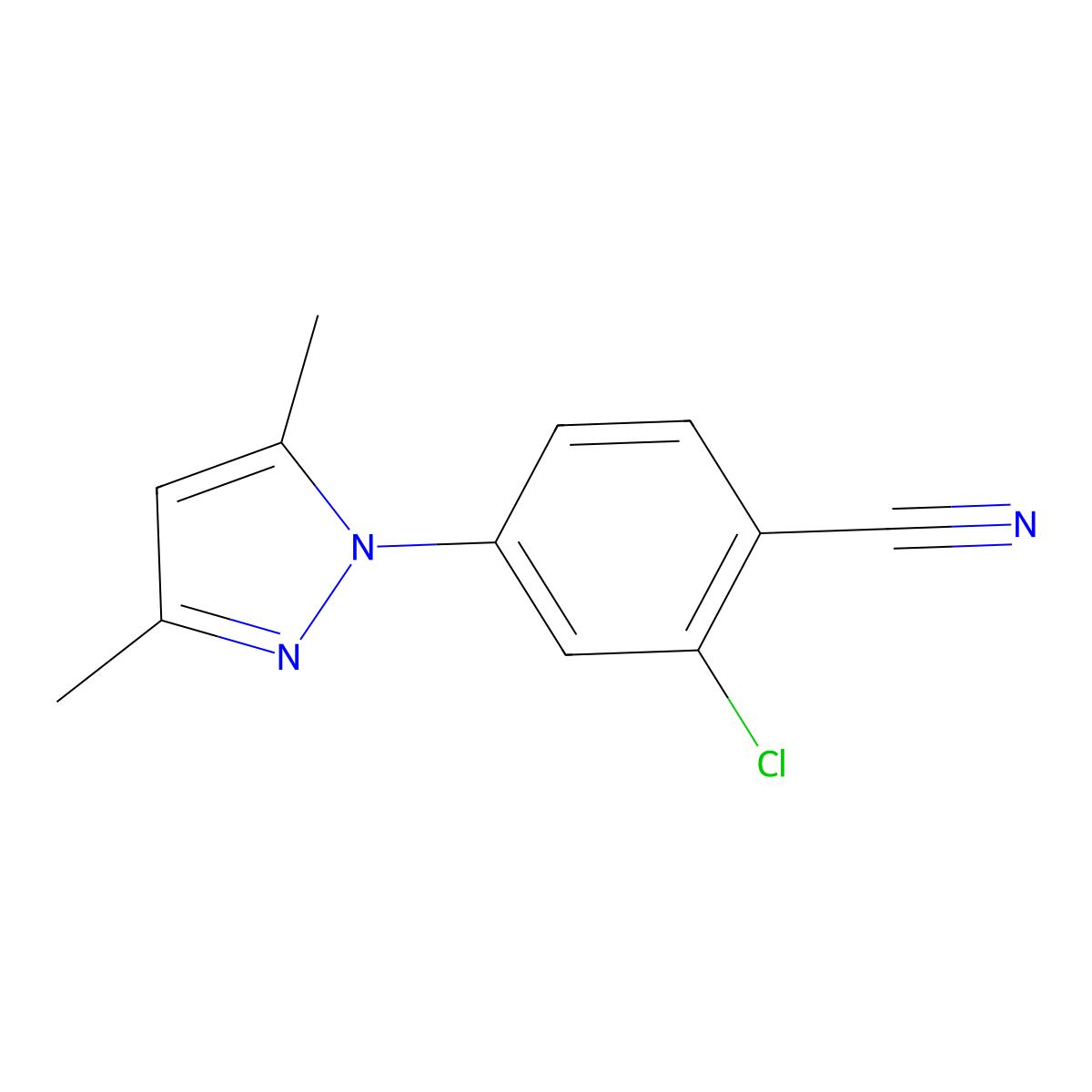 2-Chloro-4-(3,5-dimethyl-1h-pyrazol-1-yl) benzonitrile molecular structure, CAS 154606-56-1