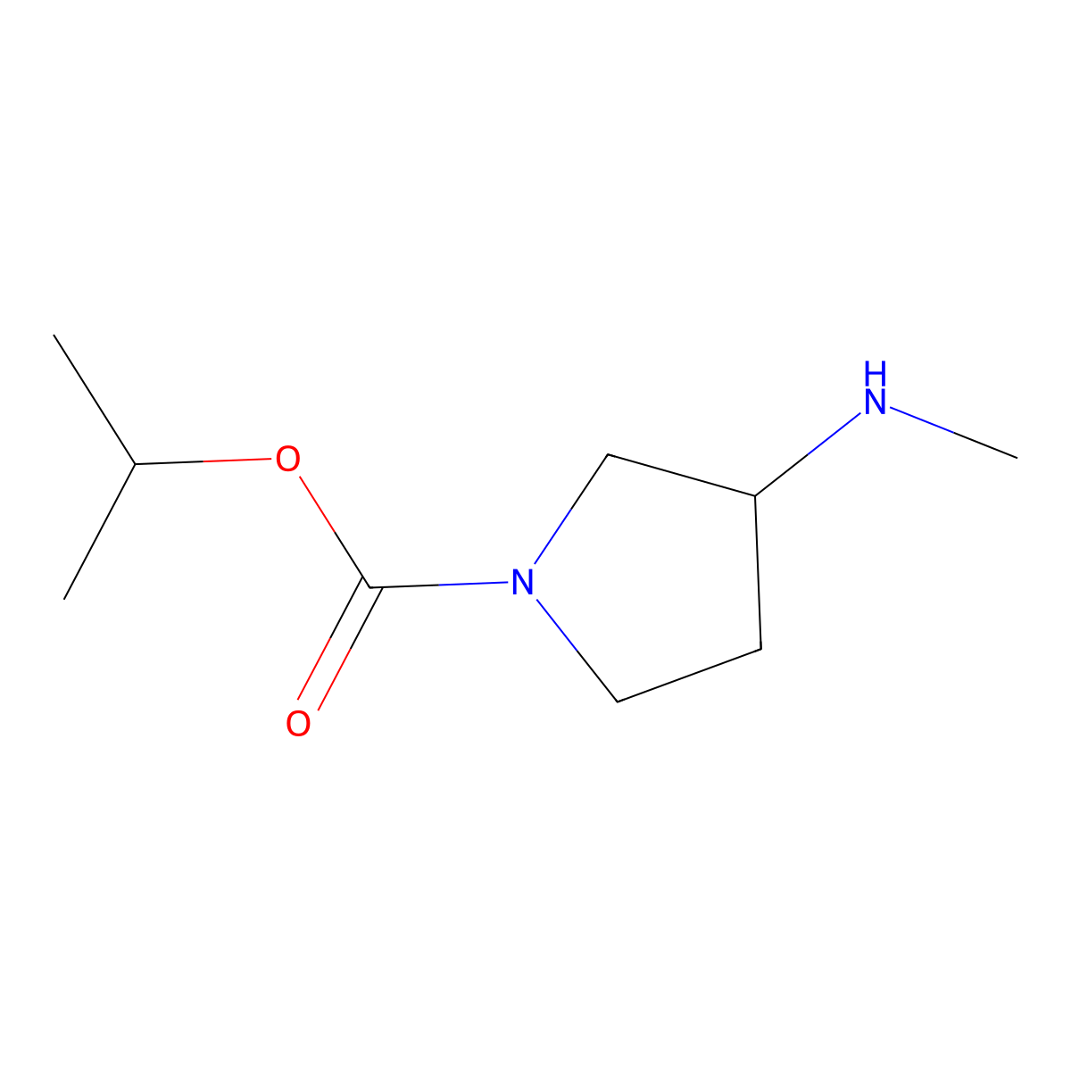 Isopropyl 3-(methylamino)pyrrolidine-1-carboxylate molecular structure, CAS 1546068-28-3