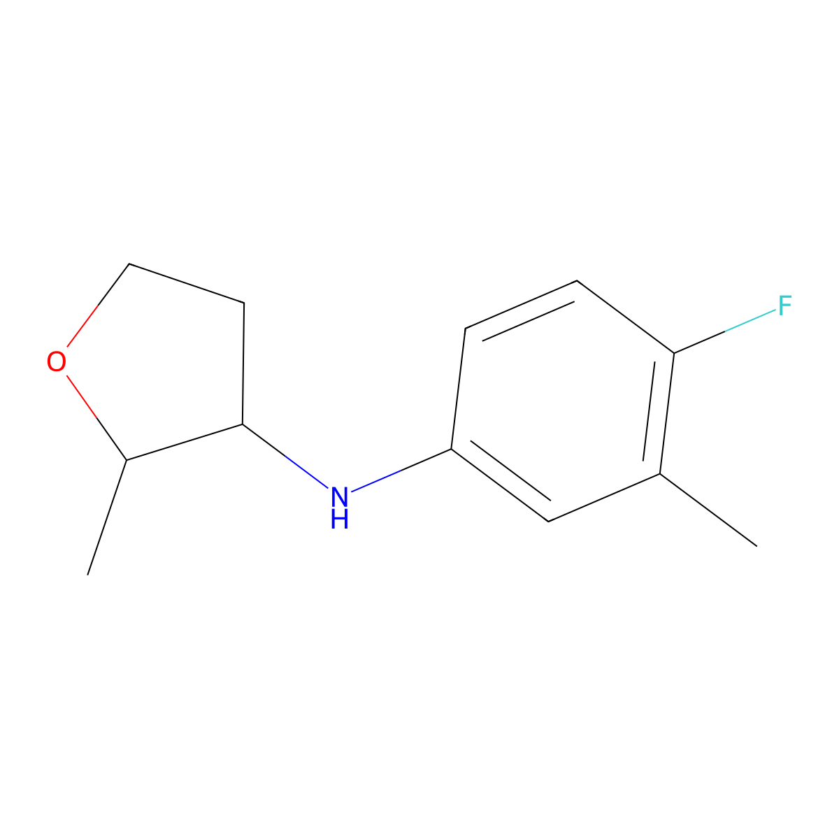 N-(4-Fluoro-3-methylphenyl)-2-methyloxolan-3-amine molecular structure, CAS 1546098-55-8