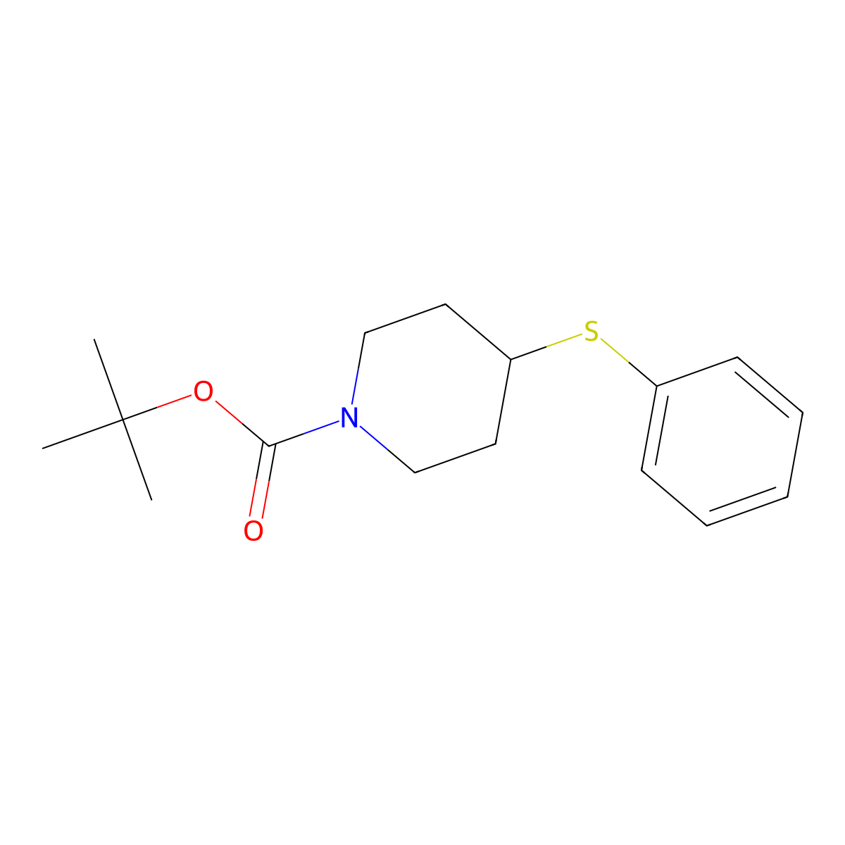 Tert-butyl 4-(phenylthio)piperidine-1-carboxylate molecular structure, CAS 154612-64-3