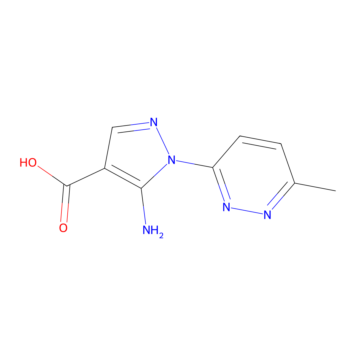 5-amino-1-(6-methylpyridazin-3-yl)-1H-pyrazole-4-carboxylic acid molecular structure, CAS 1546135-67-4