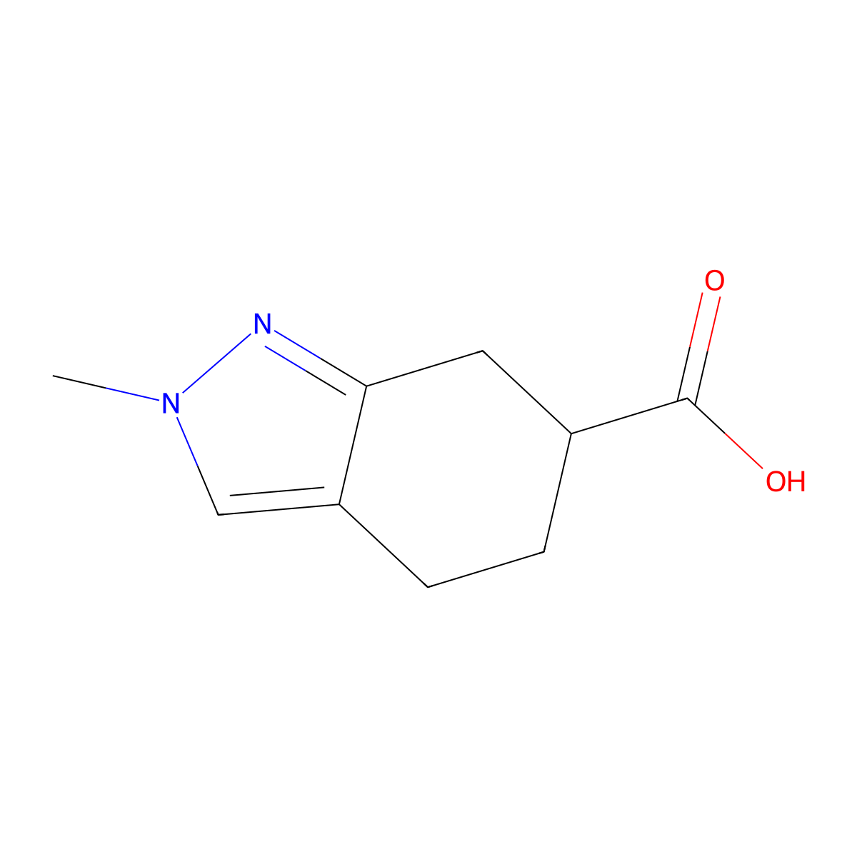 2-methyl-4,5,6,7-tetrahydro-2H-indazole-6-carboxylic acid molecular structure, CAS 1546150-51-9