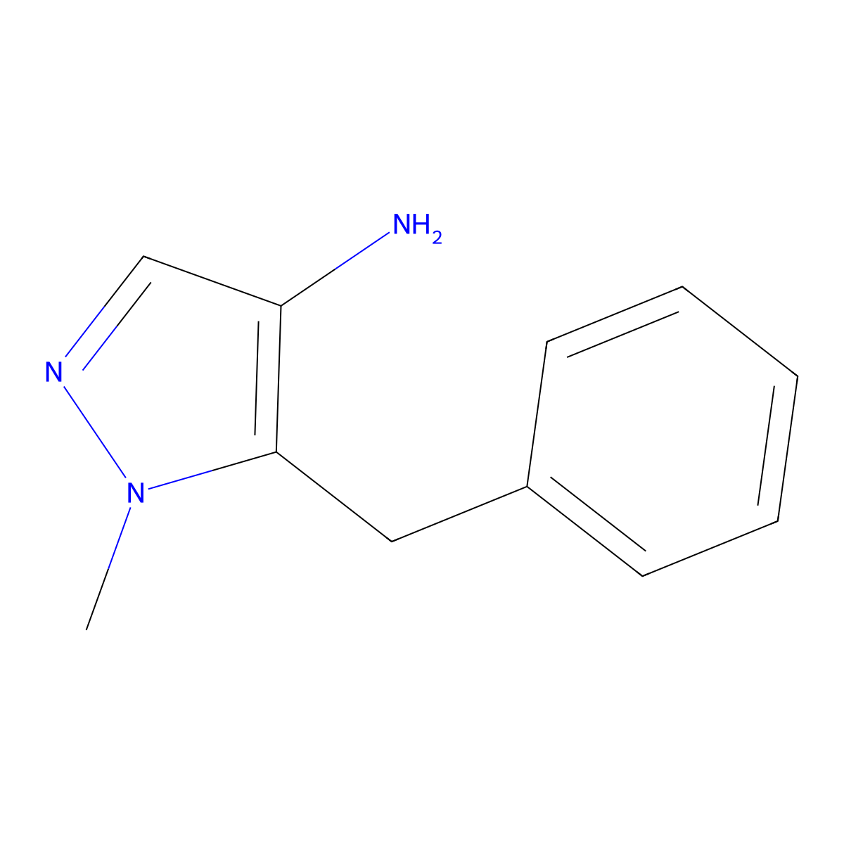 5-benzyl-1-methyl-1H-pyrazol-4-amine molecular structure, CAS 1546168-32-4