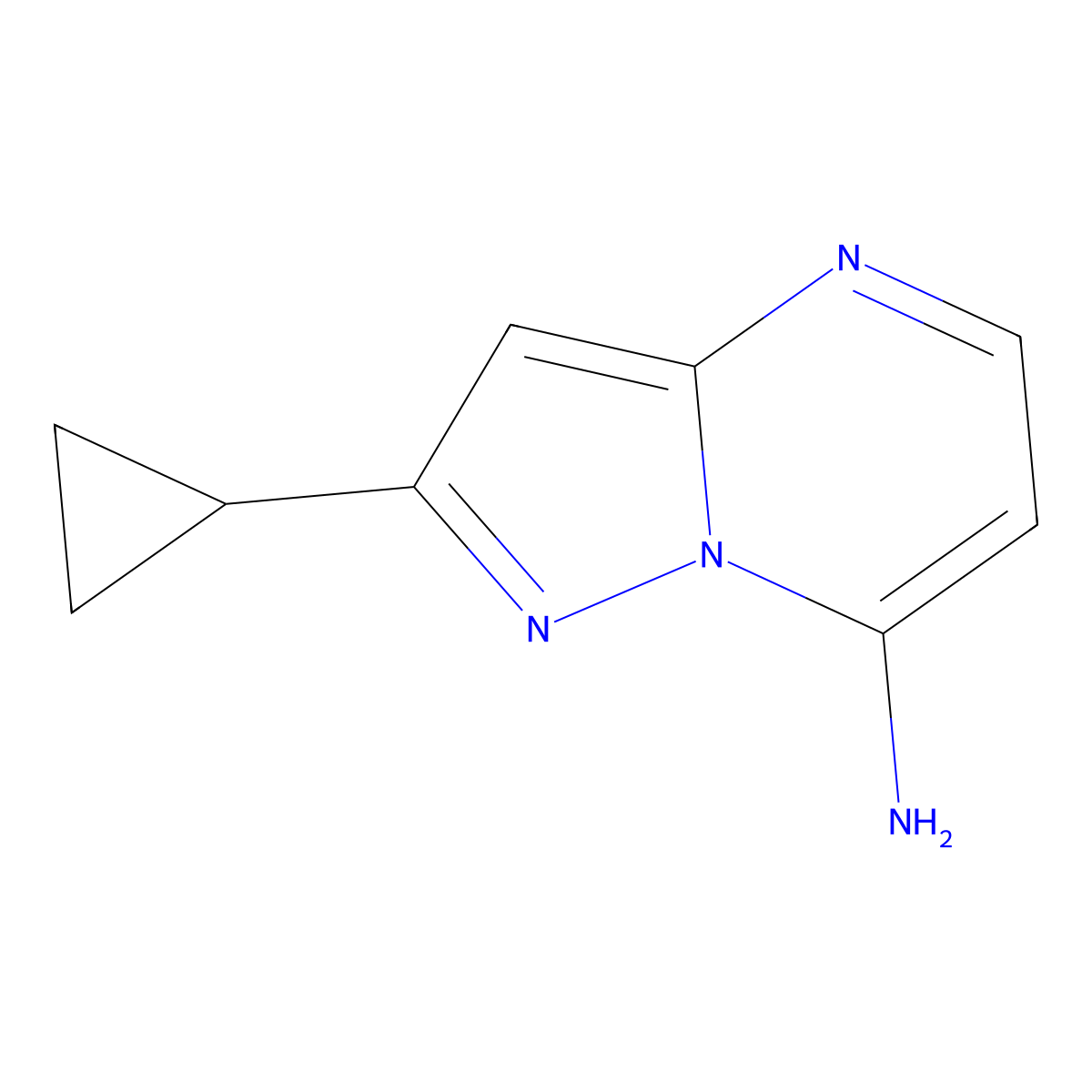 2-Cyclopropylpyrazolo[1,5-a]pyrimidin-7-amine molecular structure, CAS 1546168-51-7