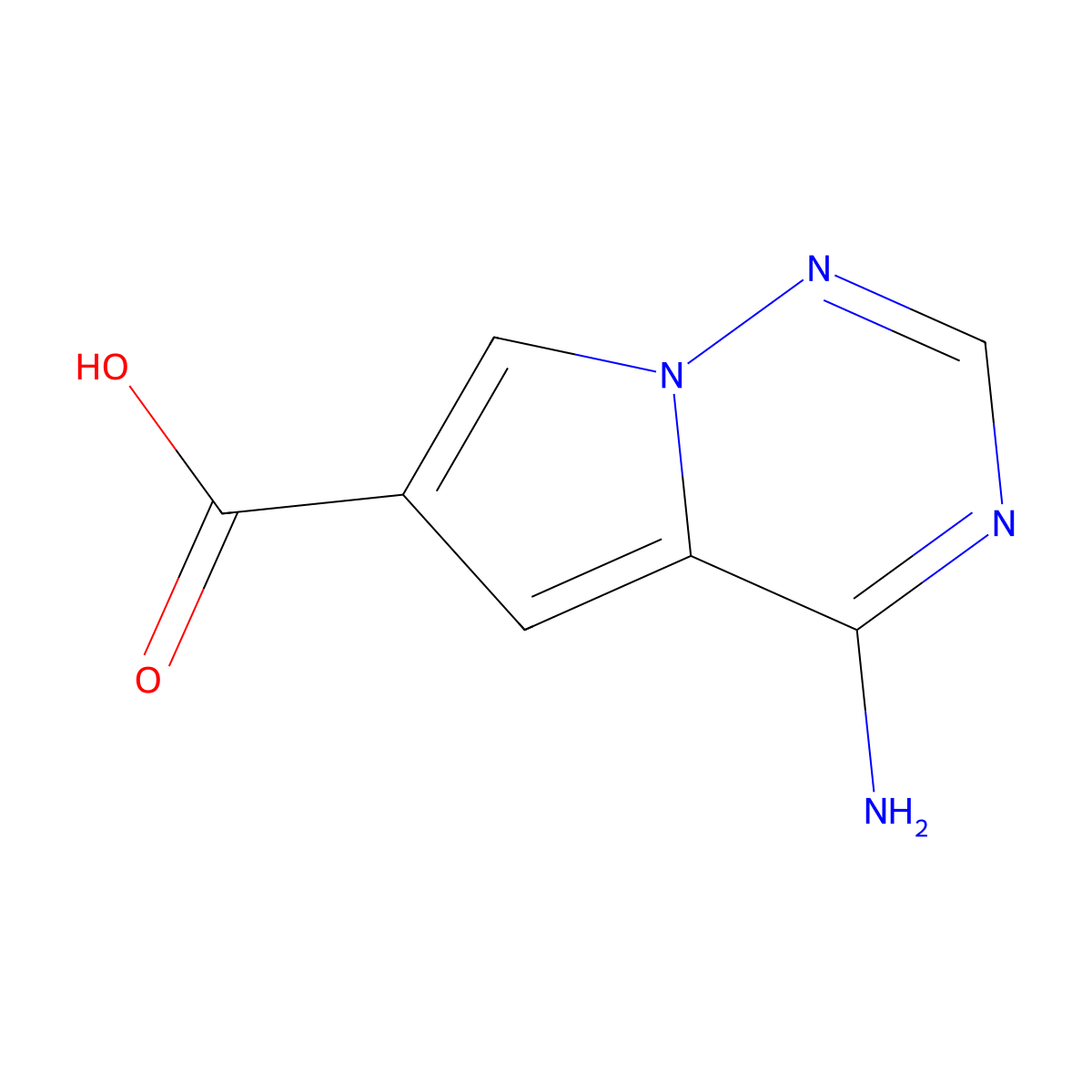 4-Aminopyrrolo[2,1-f][1,2,4]triazine-6-carboxylic acid molecular structure, CAS 1546168-66-4