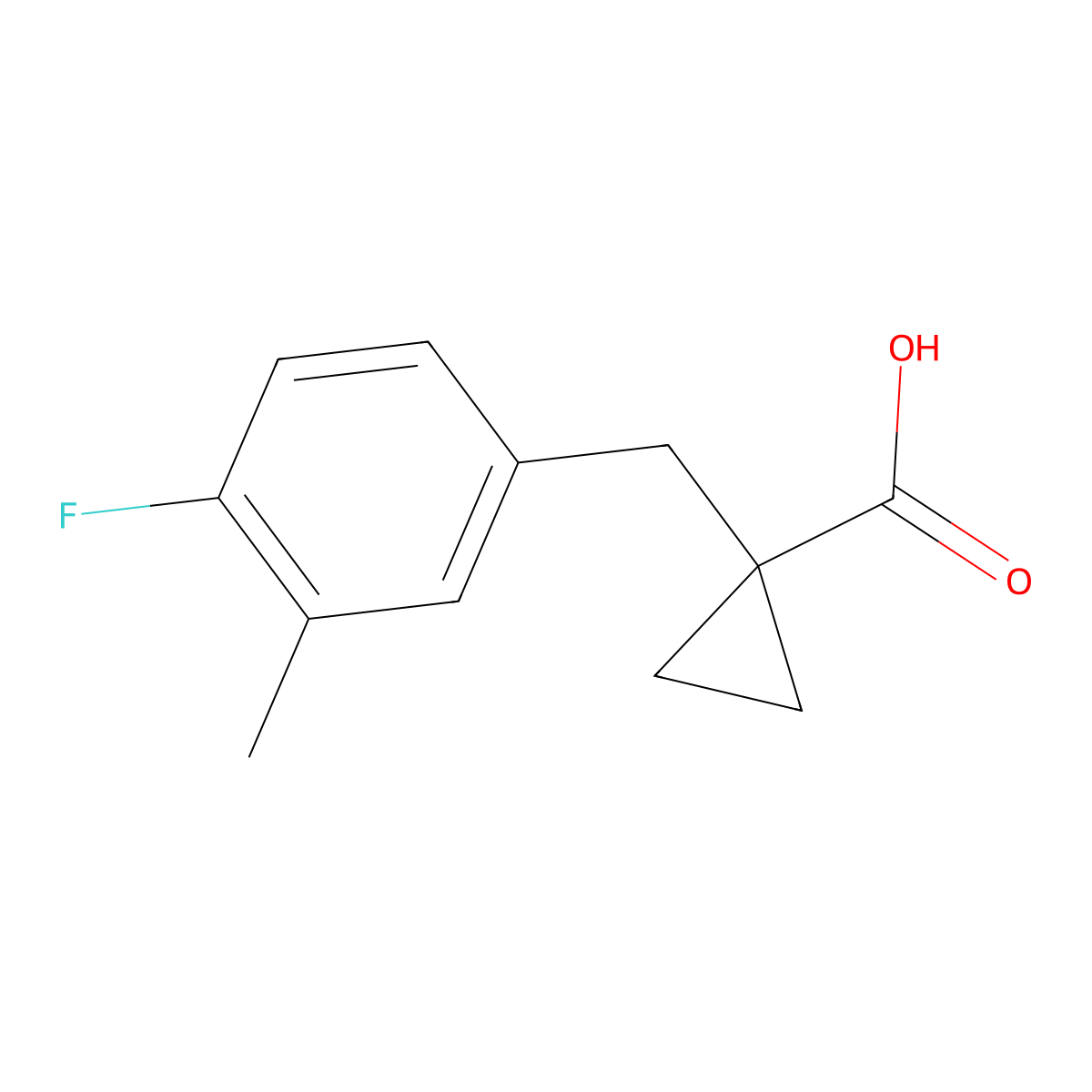 1-[(4-Fluoro-3-methylphenyl)methyl]cyclopropane-1-carboxylic acid molecular structure, CAS 1546169-71-4