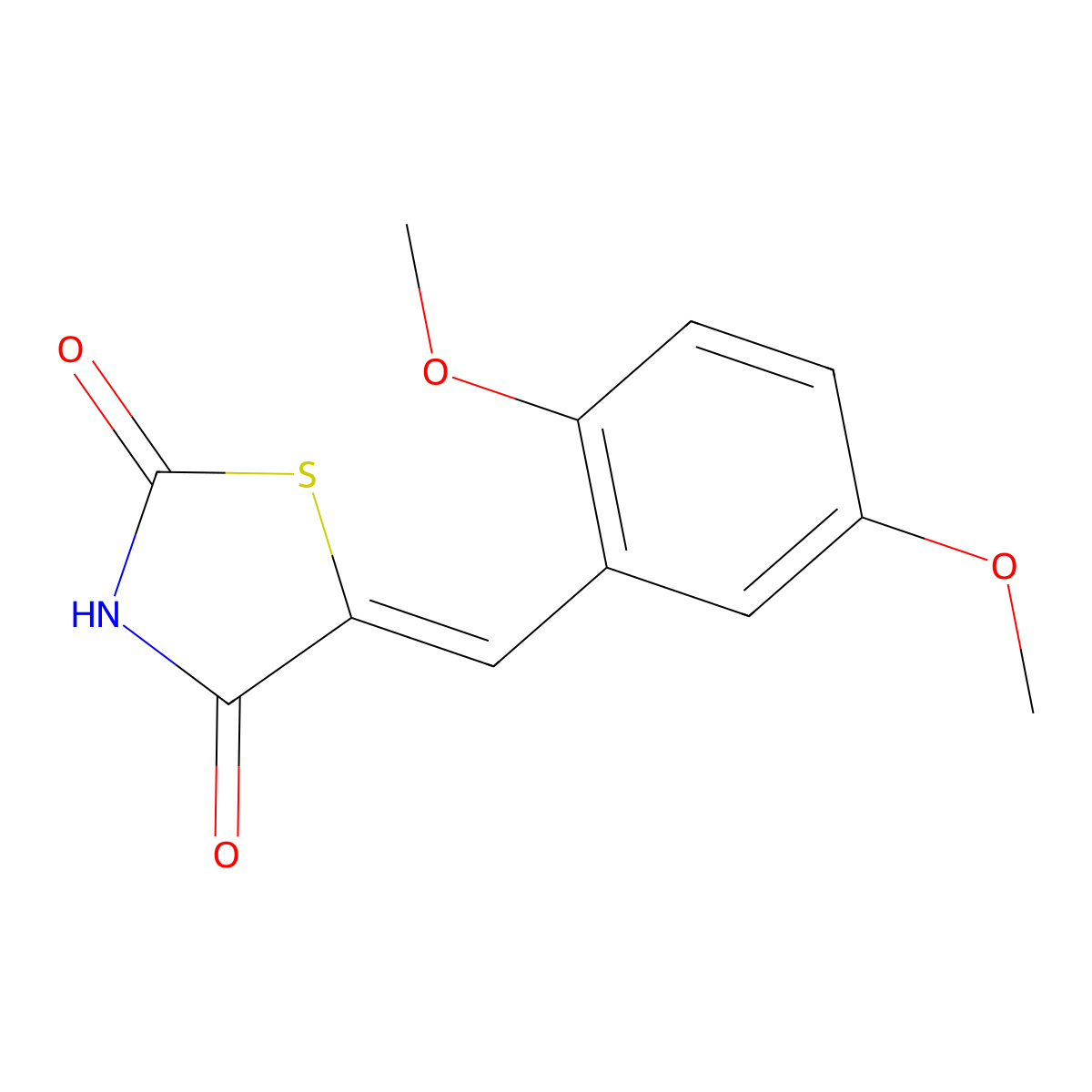 (5Z)-5-(2,5-dimethoxybenzylidene)-1,3-thiazolidine-2,4-dione molecular structure, CAS 154617-50-2