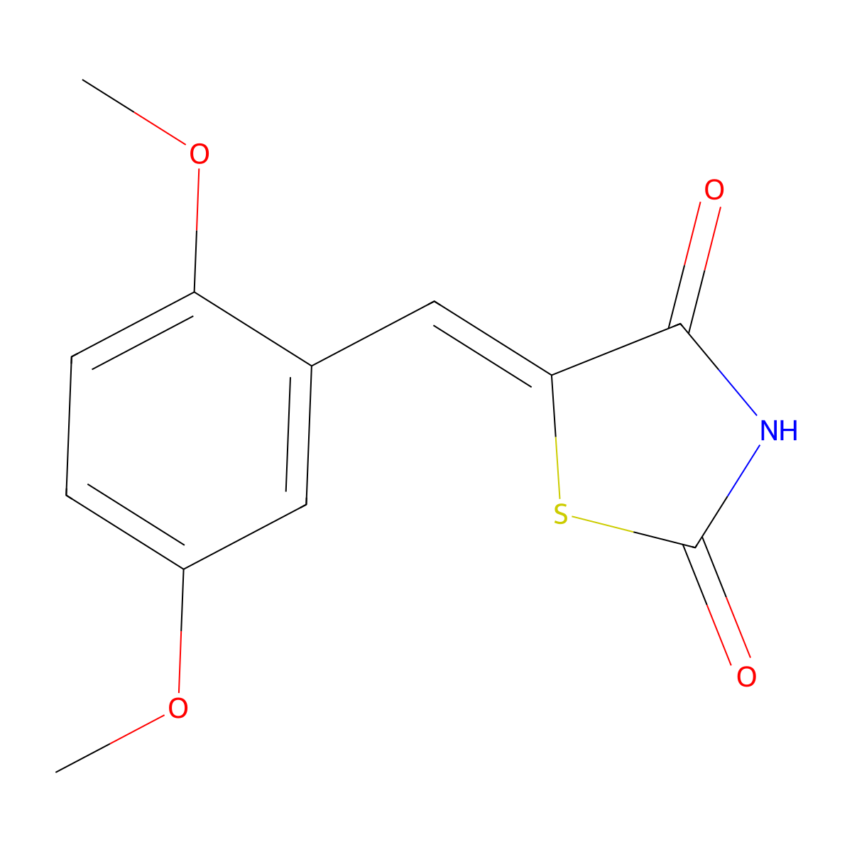 (5Z)-5-(2,5-dimethoxybenzylidene)-1,3-thiazolidine-2,4-dione molecular structure, CAS 154617-50-2