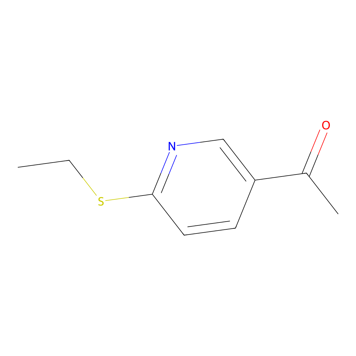 1-[6-(Ethylthio)-3-pyridinyl]ethanone molecular structure, CAS 1546175-55-6