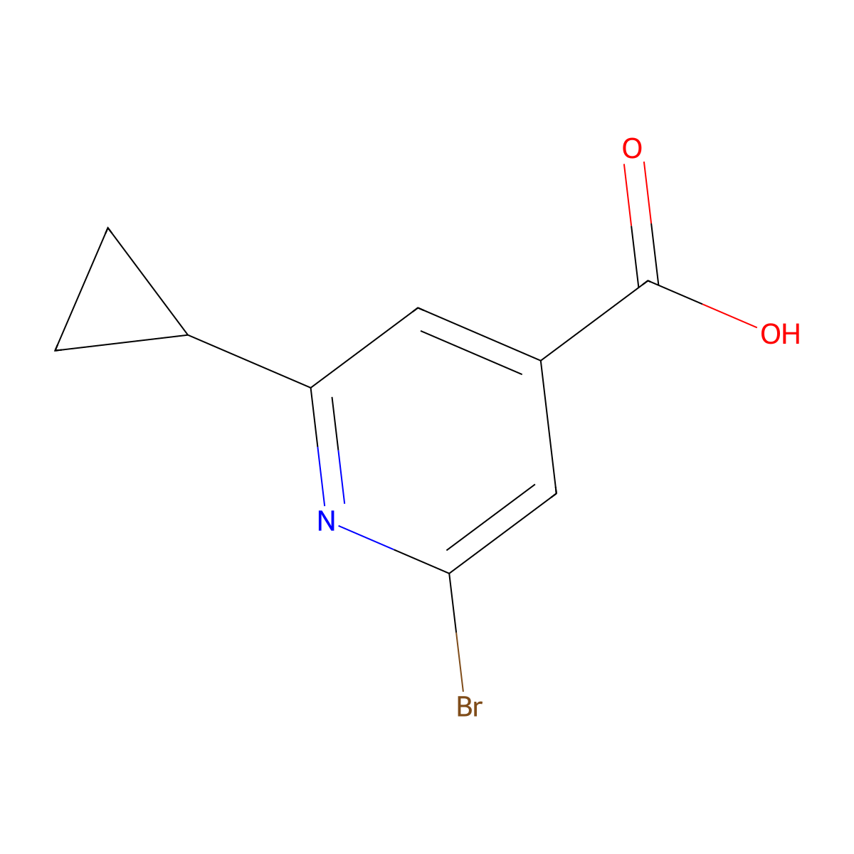 2-Bromo-6-cyclopropylpyridine-4-carboxylic acid molecular structure, CAS 1546188-63-9
