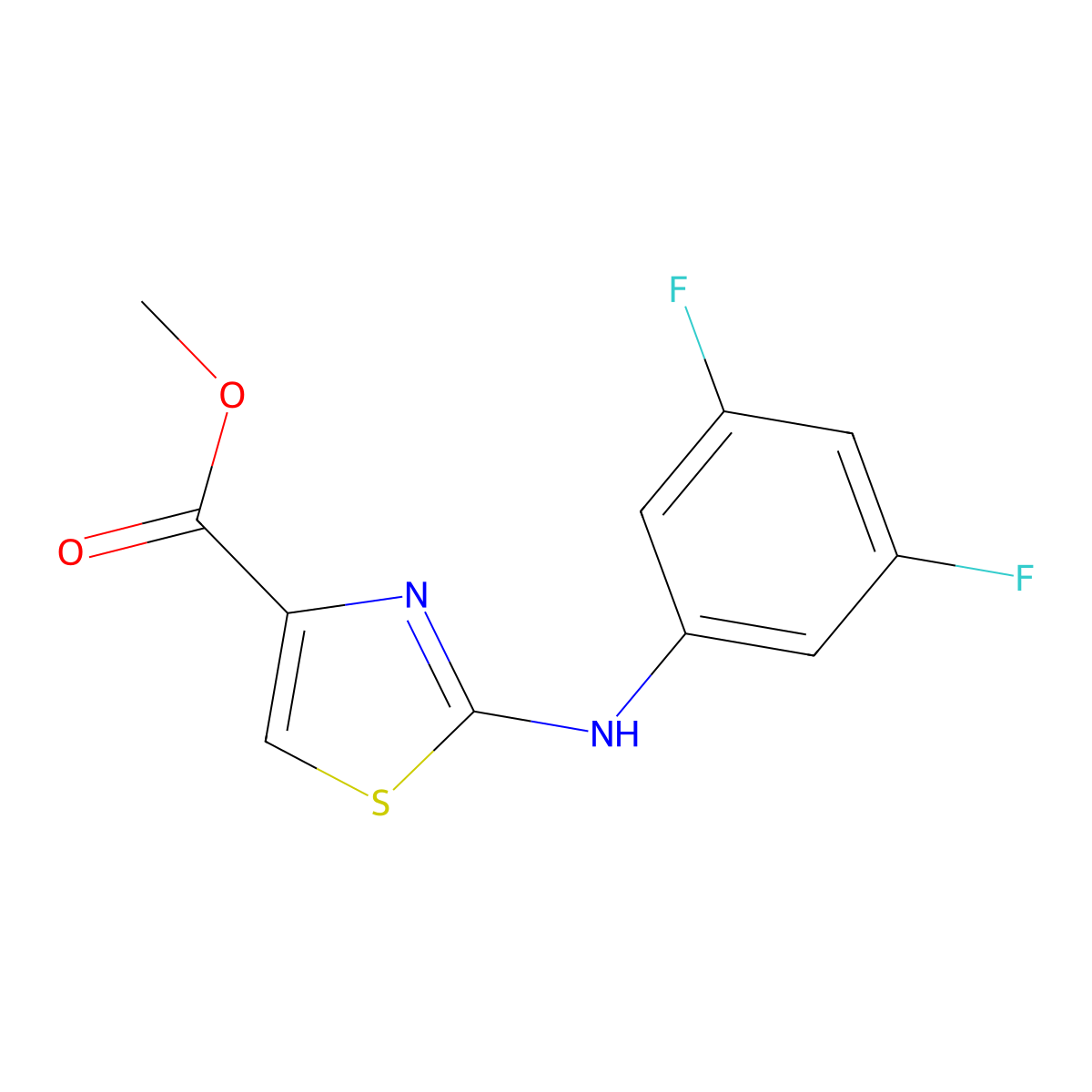 Methyl 2-[(3,5-difluorophenyl)amino]-1,3-thiazole-4-carboxylate molecular structure, CAS 1546197-96-9