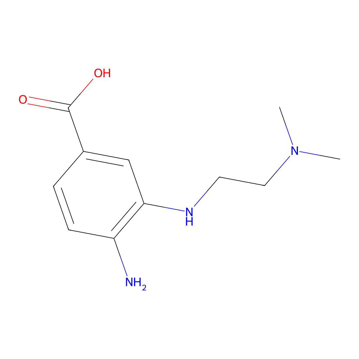 4-Amino-3-{[2-(dimethylamino)ethyl]amino}benzoic acid molecular structure, CAS 1546261-35-1