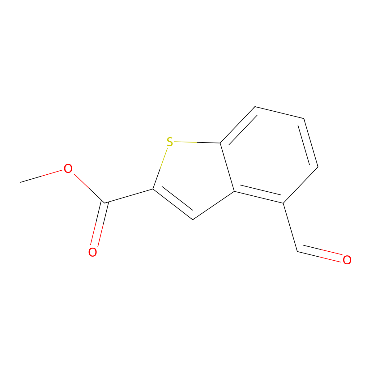 Methyl 4-formyl-1-benzothiophene-2-carboxylate molecular structure, CAS 154628-37-2