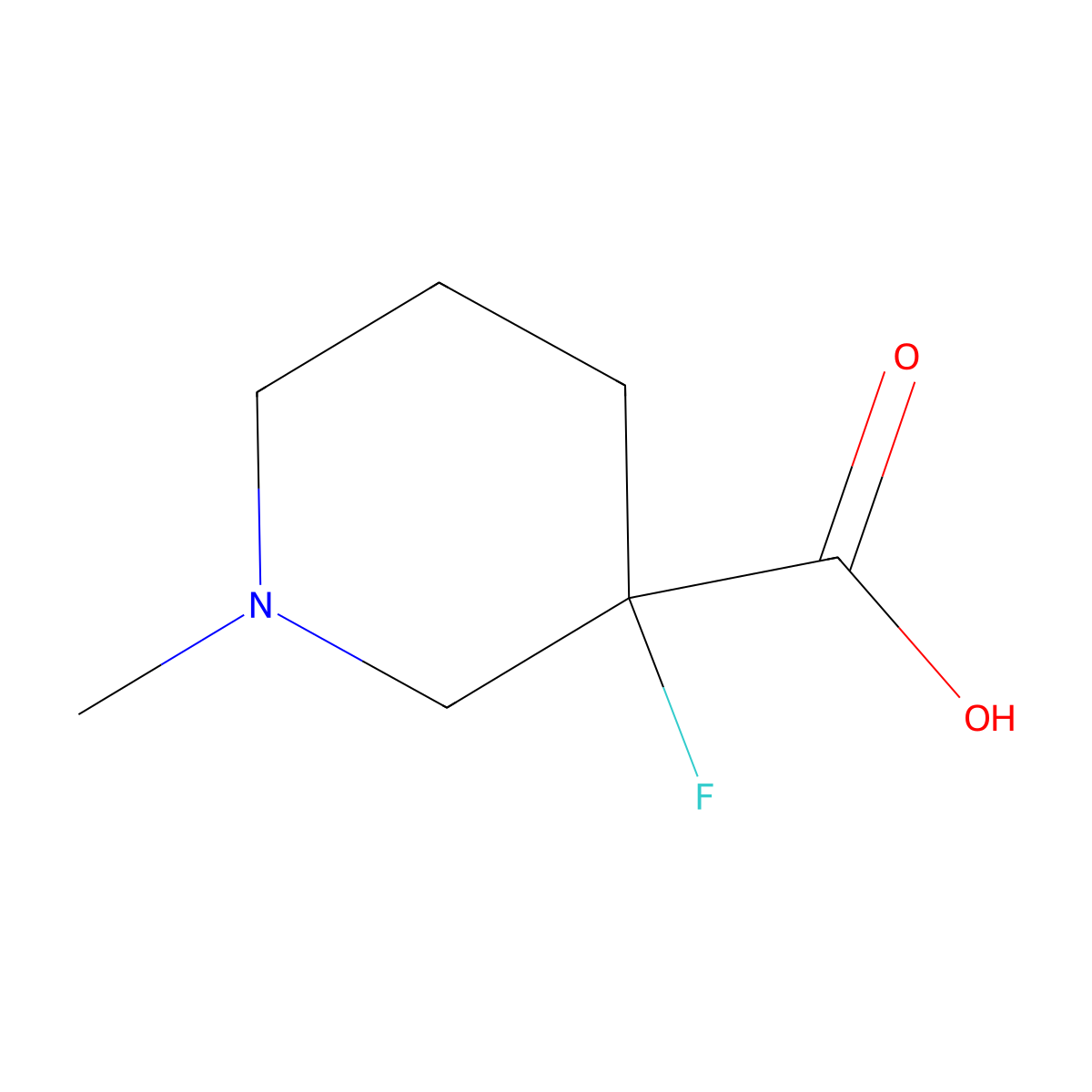 3-Fluoro-1-methylpiperidine-3-carboxylic acid molecular structure, CAS 1546282-38-5