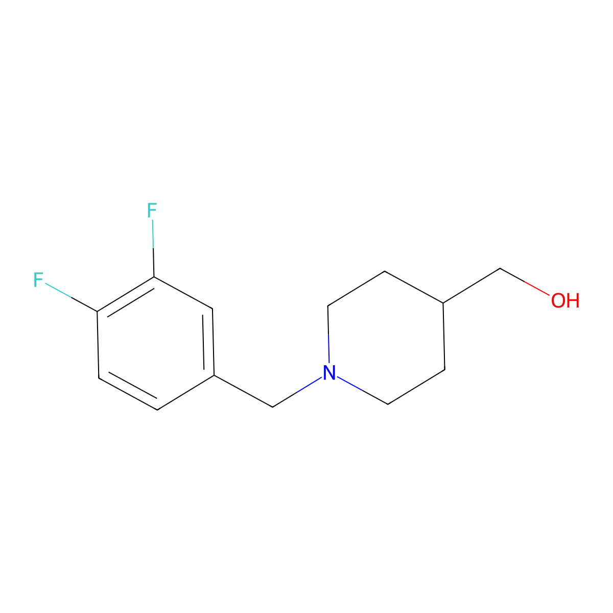 {1-[(3,4-Difluorophenyl)methyl]piperidin-4-yl}methanol molecular structure, CAS 1546298-77-4