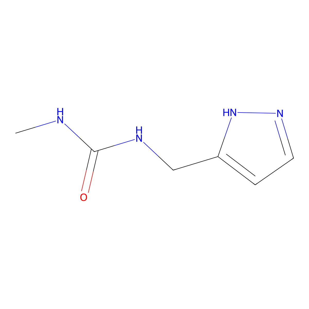 3-methyl-1-[(1H-pyrazol-3-yl)methyl]urea molecular structure, CAS 1546298-90-1