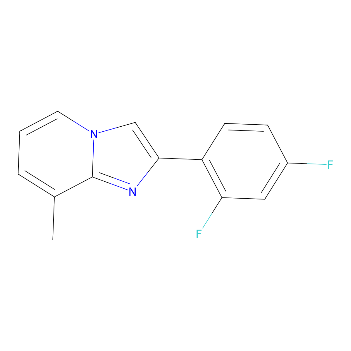 2-(2,4-Difluorophenyl)-8-methylimidazo[1,2-a]pyridine molecular structure, CAS 1546299-61-9