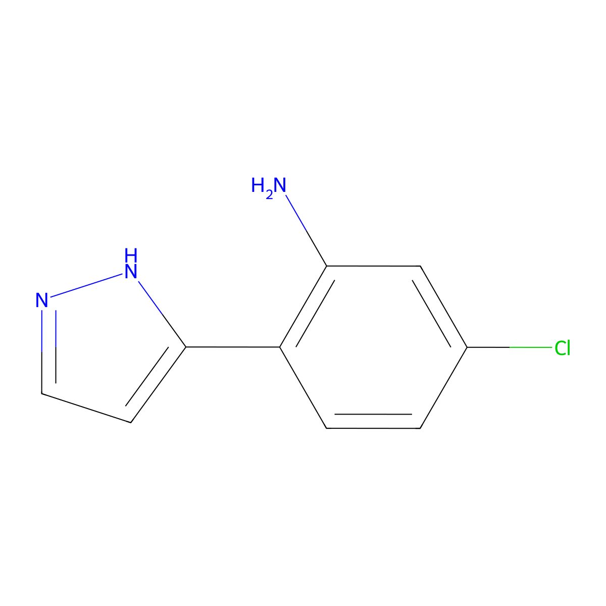 5-chloro-2-(1H-pyrazol-5-yl)aniline molecular structure, CAS 15463-66-8