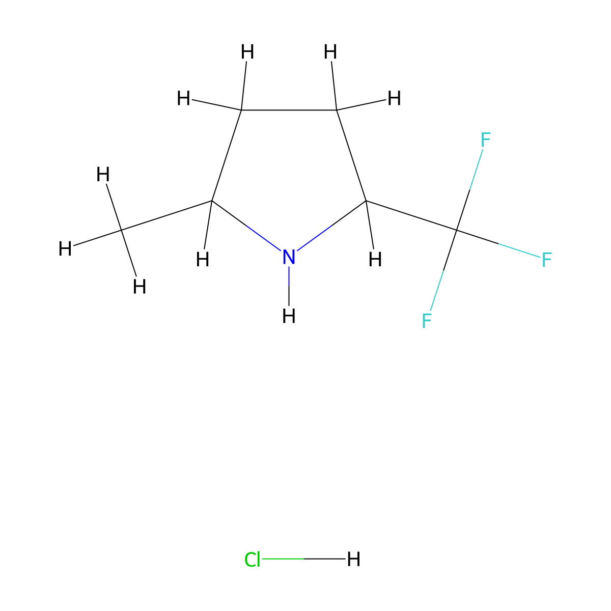 2-Methyl-5-(trifluoromethyl)pyrrolidine hydrochloride molecular structure, CAS 154630-99-6