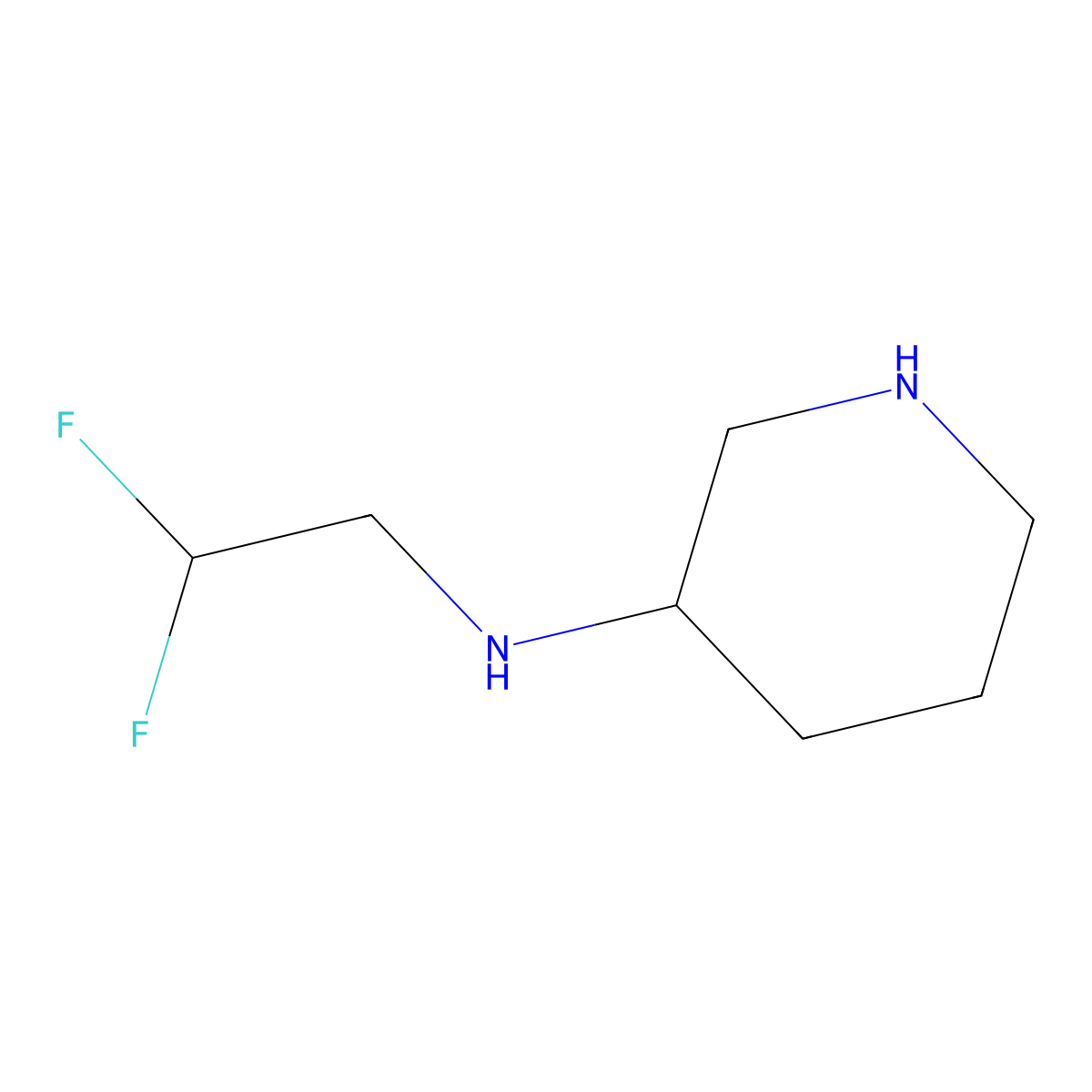 N-(2,2-difluoroethyl)piperidin-3-amine molecular structure, CAS 1546300-54-2