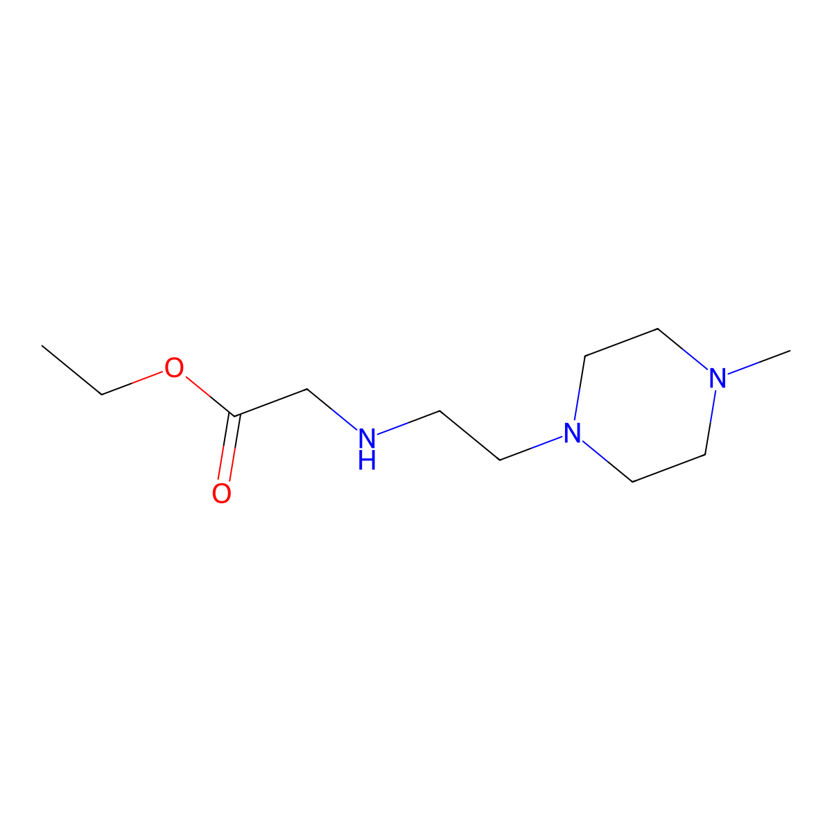 Ethyl 2-{[2-(4-methylpiperazin-1-yl)ethyl]amino}acetate molecular structure, CAS 1546323-51-6