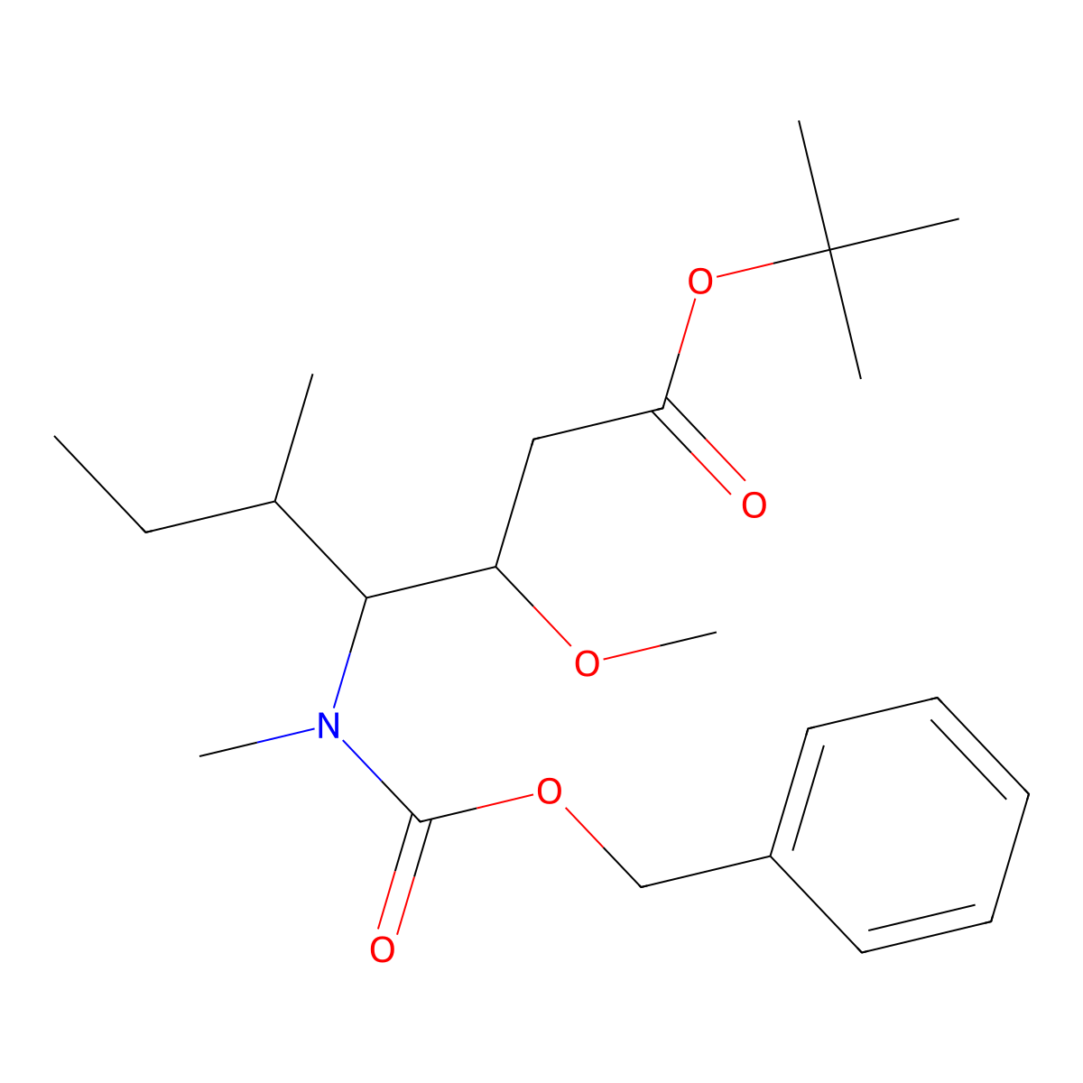 tert-Butyl (3S,4S,5S)-4-(((benzyloxy)carbonyl)(methyl)amino)-3-methoxy-5-methylheptanoate molecular structure, CAS 154633-73-5