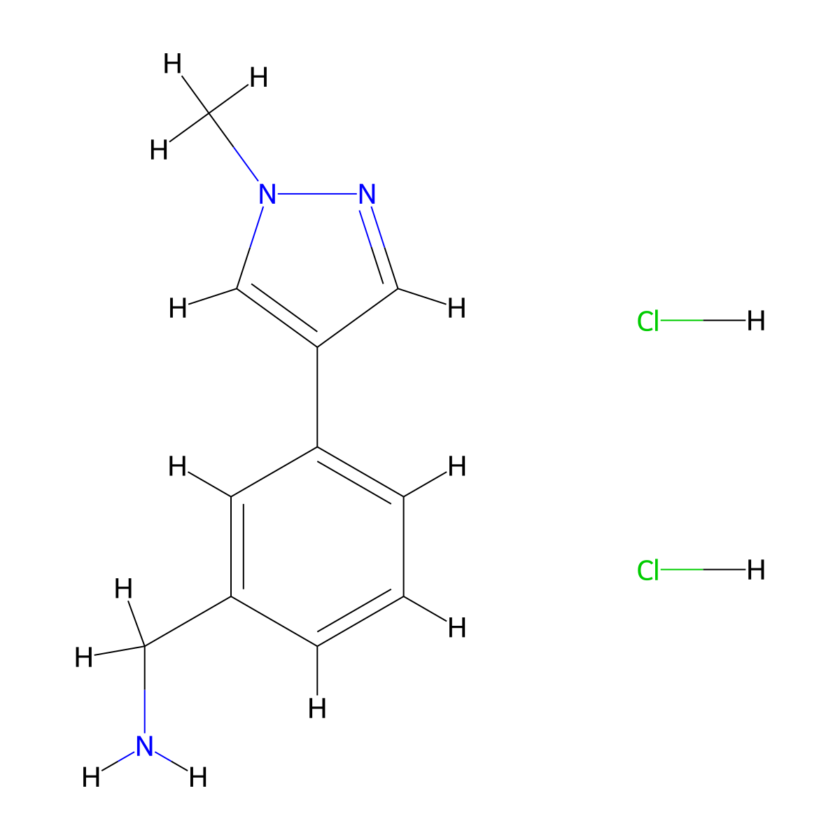 [3-(1-methyl-1H-pyrazol-4-yl)phenyl]methanamine dihydrochloride molecular structure, CAS 1546330-10-2