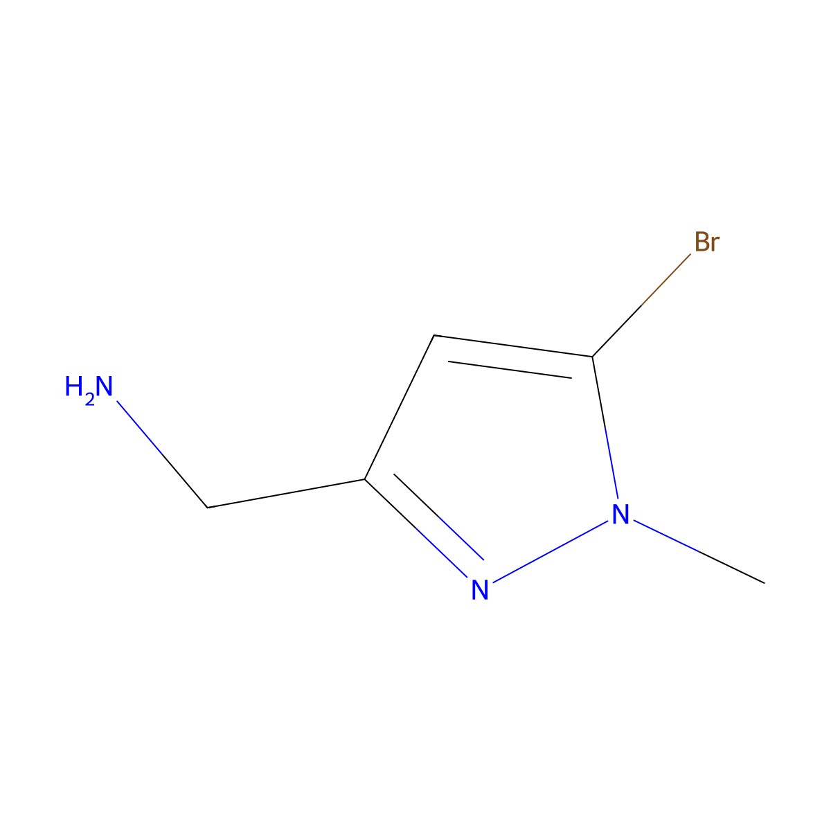 (5-Bromo-1-methyl-1H-pyrazol-3-YL)methanamine molecular structure, CAS 1546331-24-1