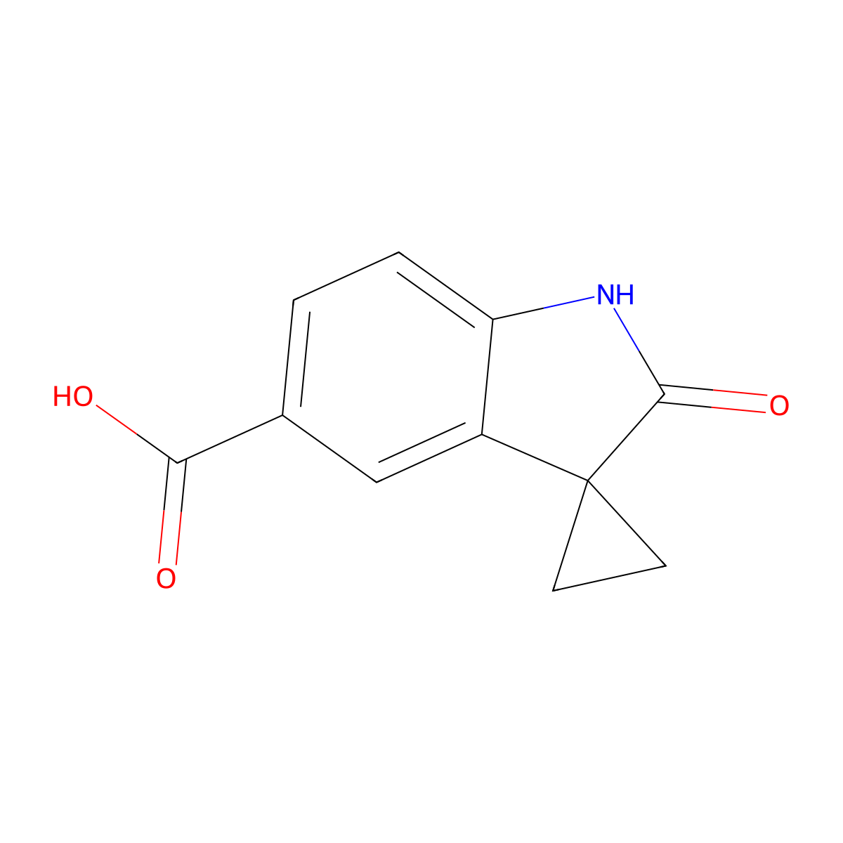 2'-Oxo-1',2'-dihydrospiro[cyclopropane-1,3'-indole]-5'-carboxylicacid molecular structure, CAS 1546331-69-4