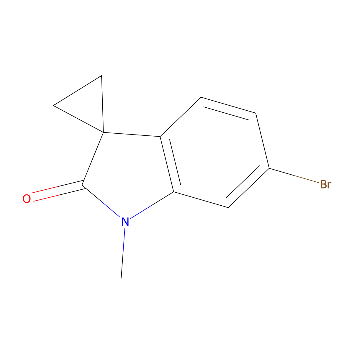 6'-Bromo-1'-methylspiro[cyclopropane-1,3'-[3H]indol]-2'(1'H)-one molecular structure, CAS 1546331-79-6
