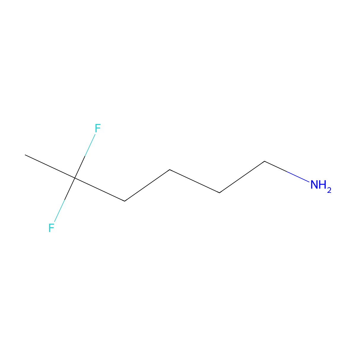 5,5-Difluorohexan-1-amine molecular structure, CAS 1546331-96-7