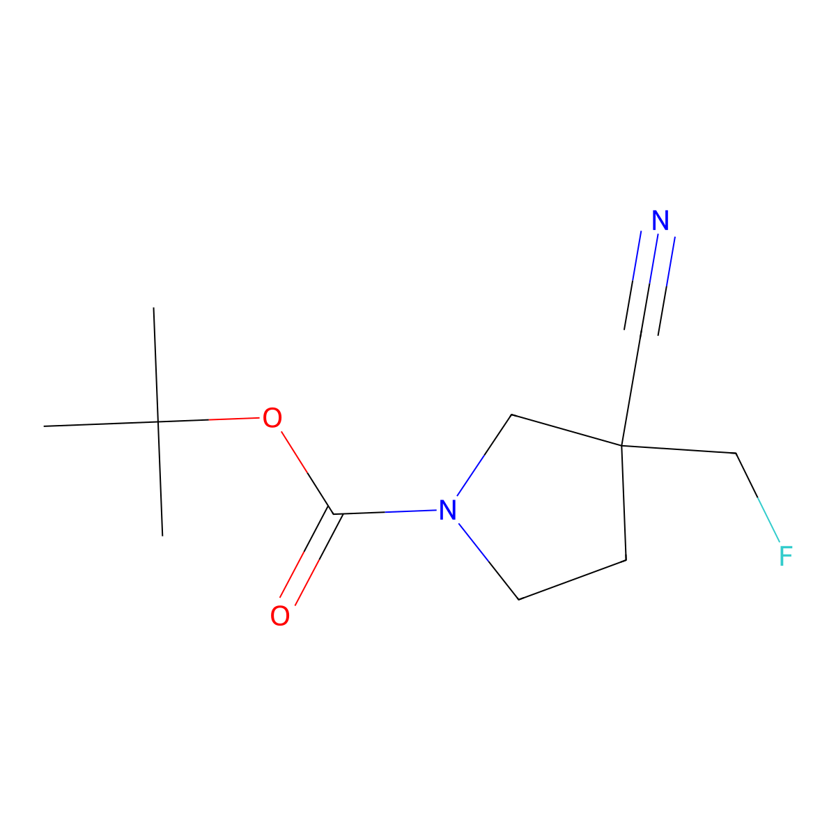 Tert-butyl 3-cyano-3-(fluoromethyl)pyrrolidine-1-carboxylate molecular structure, CAS 1546332-30-2