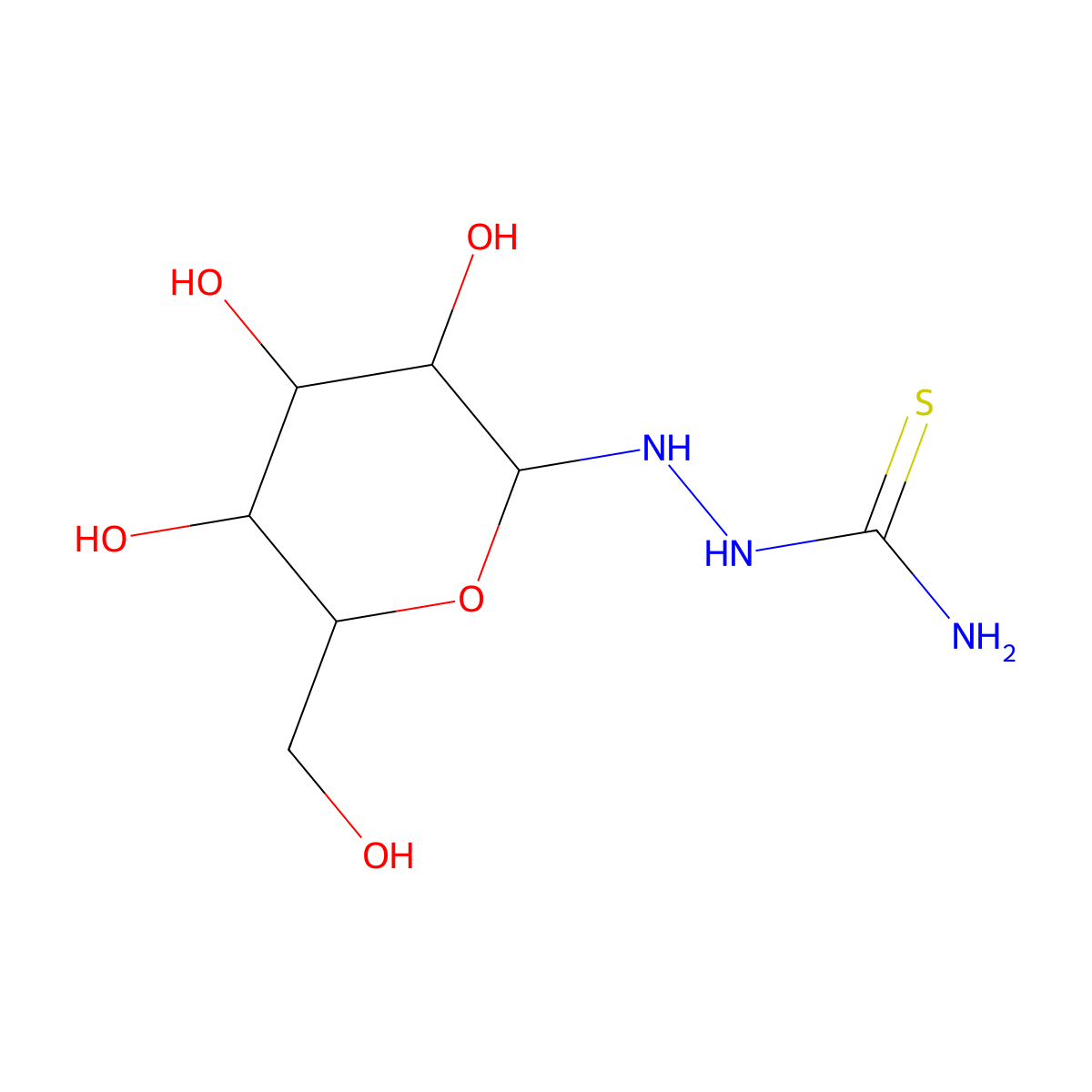 Hydrazinecarbothioamide, 2-D-mannopyranosyl- molecular structure, CAS 154634-25-0
